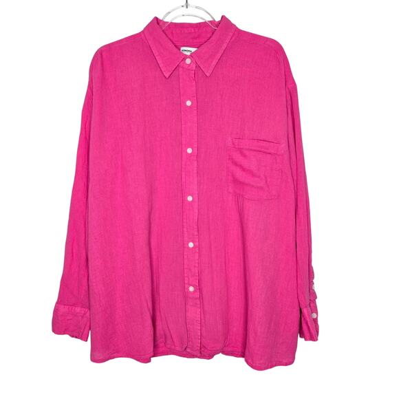 Sonoma Linen Long Sleeve Button Down Blouse Womens Plus SZ 3X Barbie Vacation - Picture 1 of 5